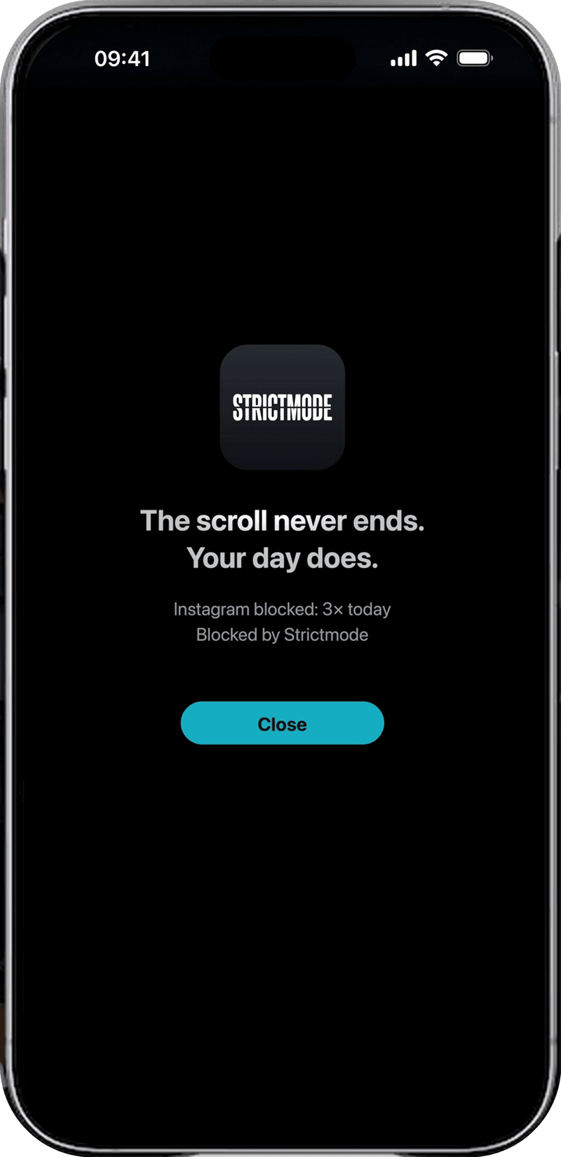 Een iPhone met het blokkeerscherm van Strictmode